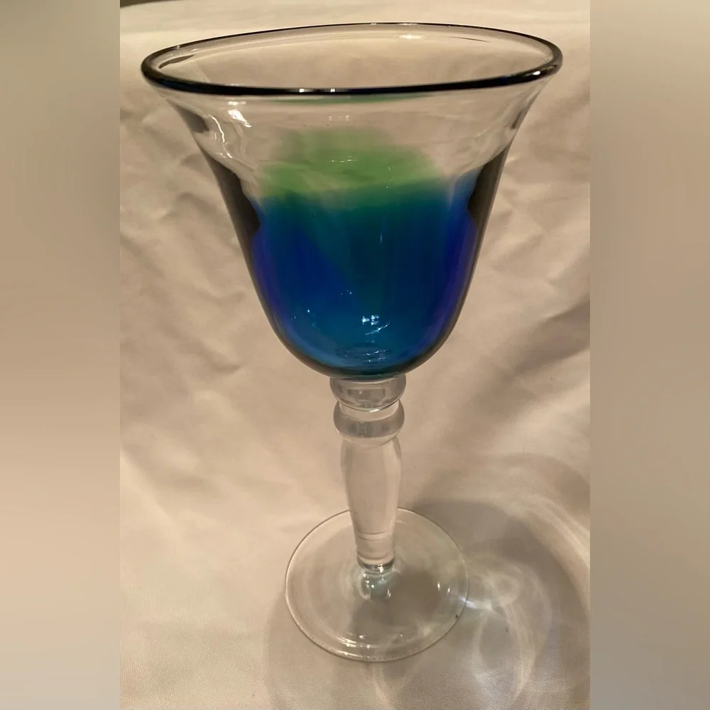 Pier One Hand Blown Wine Glass Goblet